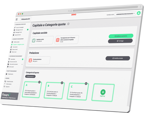 Dashboard Fleap per gestione digitale delle società